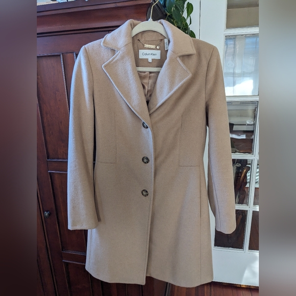 Calvin Klein Women's Cashmere and Wool Blend Coat, Size 2 Camel - Picture 2 of 7